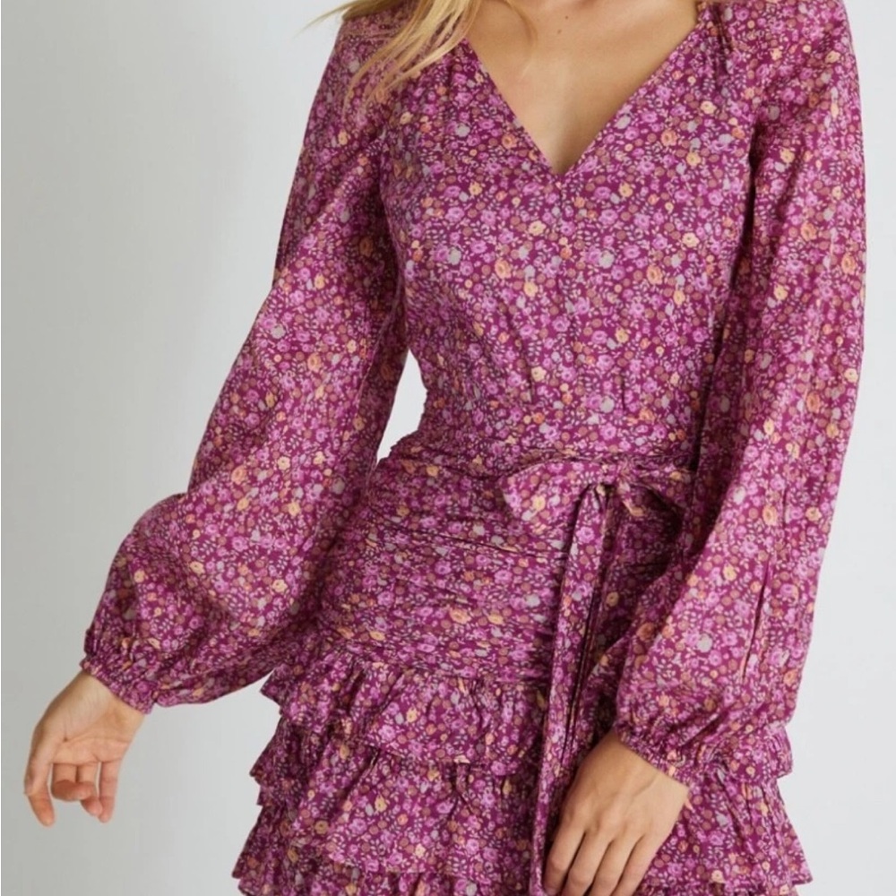 Loveshackfancy Rina mini dress in cherry wine size 2